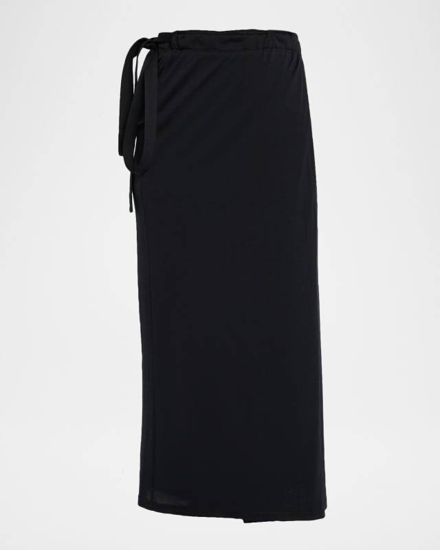 Cotton Midi Wrap Skirt